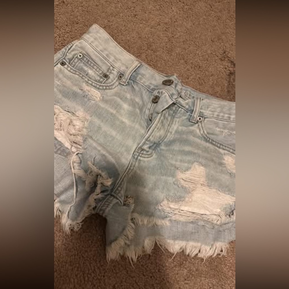 American Eagle Blue Distressed Jean Shorts